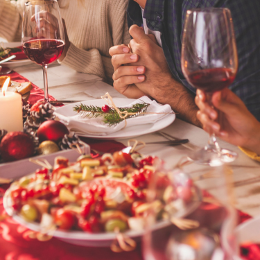 Wine and a festive dinner